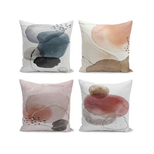 Watercolor Patterned Pillow Cover, Minimalist Home Decor, Boho Home Style Cushion Cover, Patio and Living Room Decorative Pillow Cover