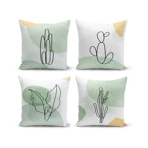 Floral Abstract Throw Pillow Cover, Floral Minimalist Decorative Pillow Case, Living Room Pillow Cover, Patio Furniture Pillow Cover