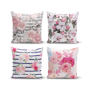 Floral Rose Throw Pillow Cover: Summer Home Decor