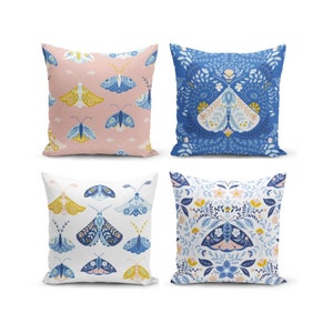 Butterfly Throw Pillow Cover, Butterfly Pattern Decorative Cushion Cover, Living Room Decor Throw Pillow by Homeezone