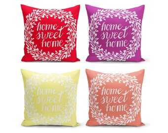 Home Sweet Home Printed Cushion Covers| Sofa Throw Pillow Cover| Living Room Decorative Pillow Cover| Housewarming Gift Pillow Case