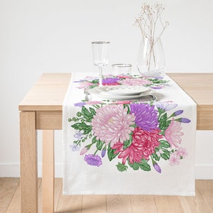 Rose Pattern Table Runner, Floral Design Home Decoration Textile, Kitchen Table Decor Linens