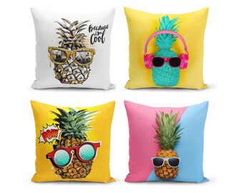Pineapple Print Throw Pillow Cover: Summer Home Decor