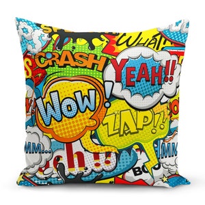 Pop Art Pillow Covers, Pop Art Pattern Decorative Cushion Covers, Game Room Decoration Pillows by Homeezone
