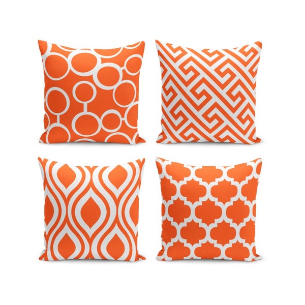 Orange Color Pillow Case, Orange Living Room Pillow Covers, Patio Orange Cushion Covers, Outdoor Furniture Decoration Throw Pillow Cover