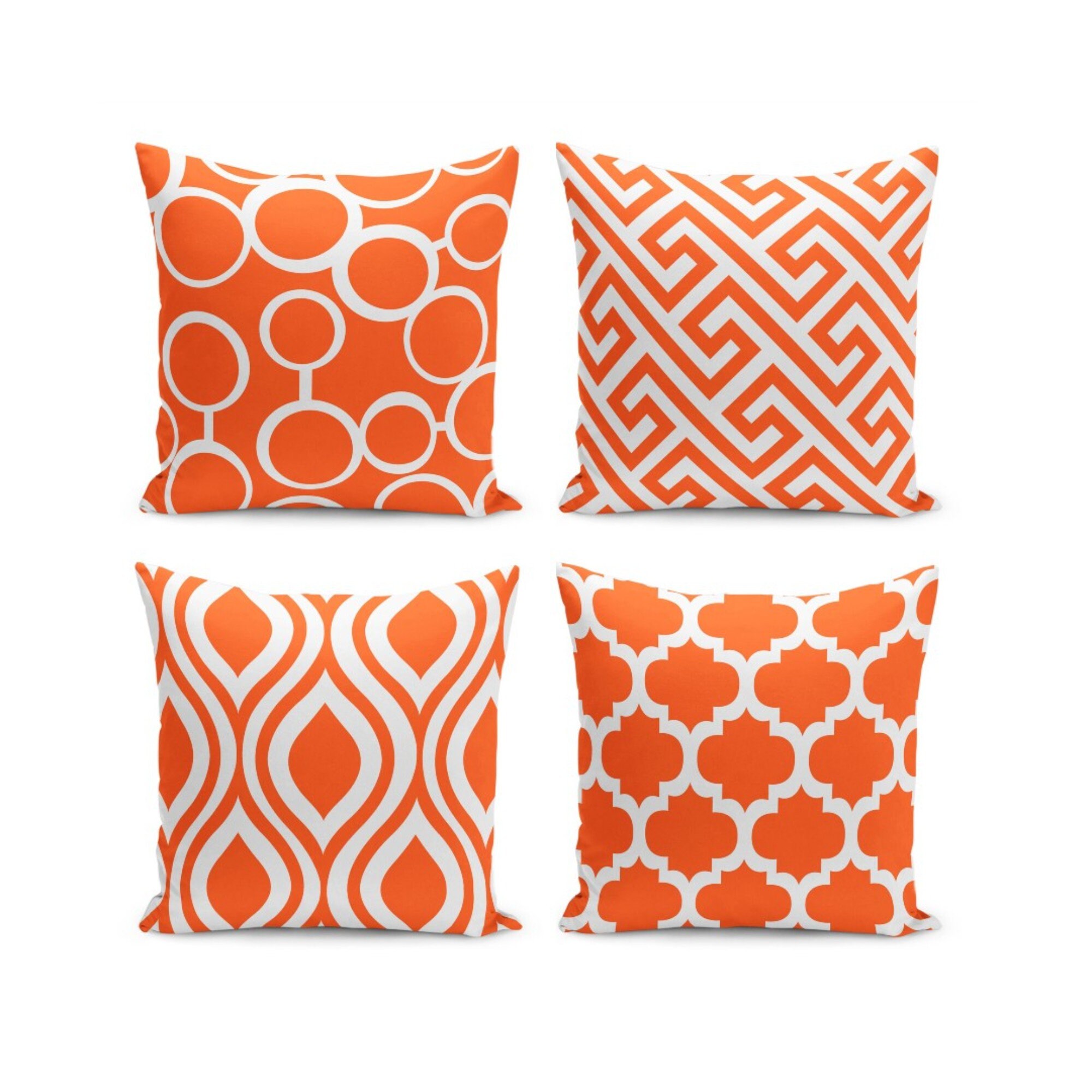 Orange Geometric Pillow Cover: Patio & Living Room Decor