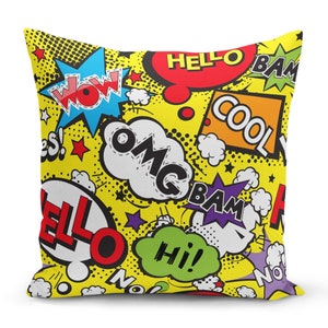Whimsical Pop Art Pillow Covers | Playful Throw Pillow Covers for Patio Decor | Colorful Cushion Covers | Homeezone&#39;s Decorative Pillow Case