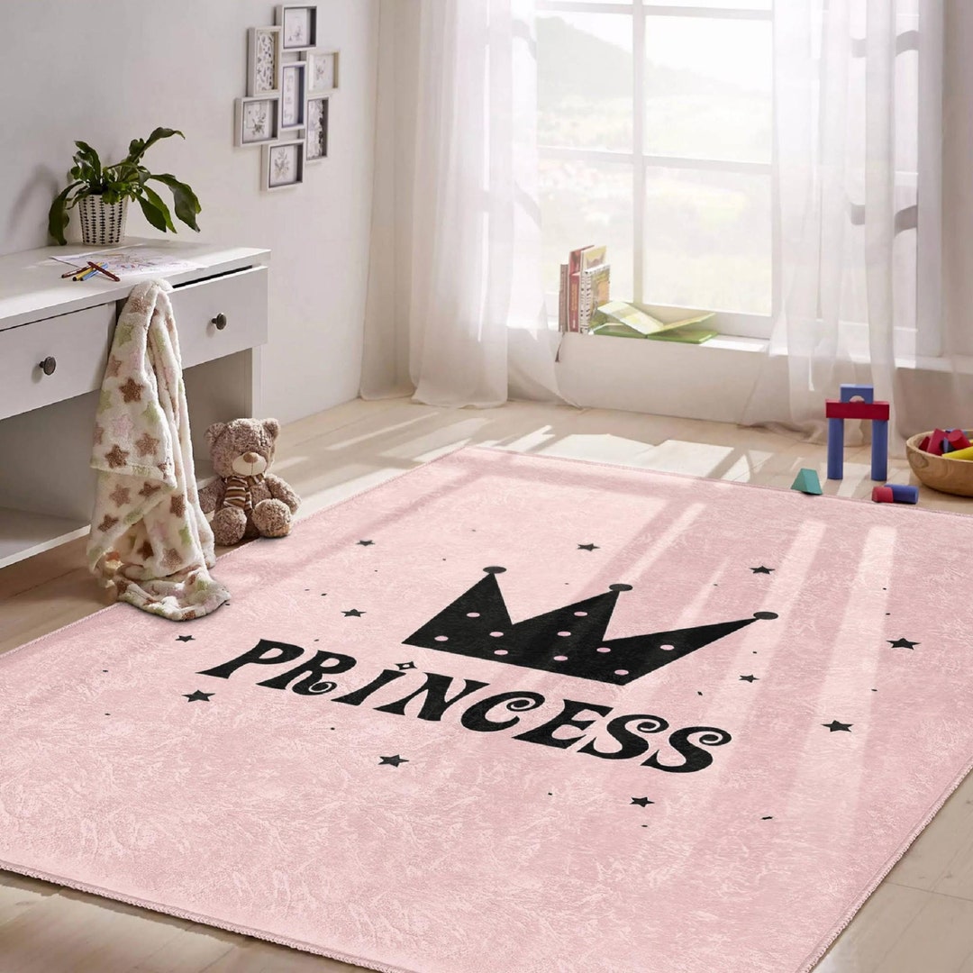 Girl Rugs Pink Princess Girls Rug, Girls Bedroom Decoration Washable Anti Slip ...