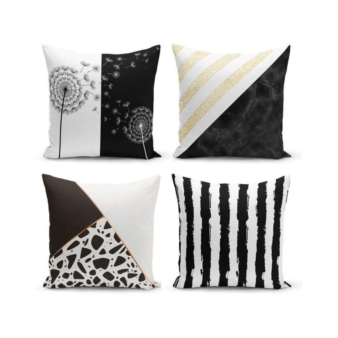 Black and White Pillow Covers Living Room Cushion Covers Etsy