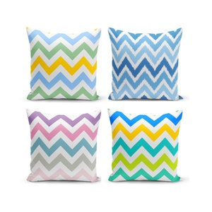 Colorful Zigzag Pillow Cover: Modern Decorative Cushion, Polyester Cotton Blend