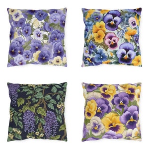 Purple Flowers Cushion, Floral Pillows for Home Decoration, Patio Decor Idea Pillow Case
