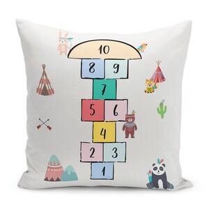 Funda de almohada estampada con números para habitación de niños, funda de cojín con estampado de números, funda de almohada decorativa para habitación de niños pequeños, funda de almohada rosa