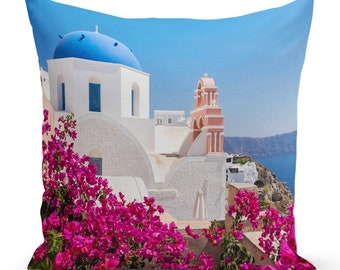 Greece Pillow Cover: Santorini View, Summer Home Decor