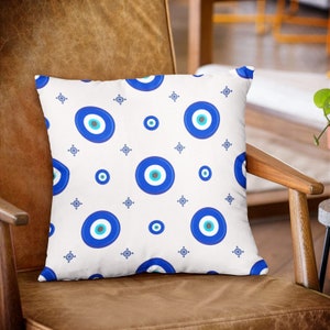 Evil Eye Throw Pillow, Evil Eye Pattern Sofa Cushion Cover, Living Room Decoration Pillow Case by Homeezone