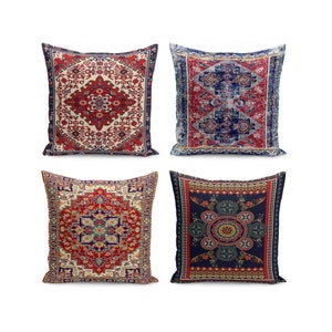 Traditional Rug Design Pillow Covers | Vintage Rug Motifs Cushion Cover for Home Decoration | Homeezone Collection