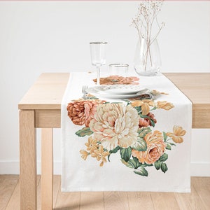 Flower Table Runner, Floral Decor Table Cover, Summer Home Decoration Table Linens, Housewarming Gift