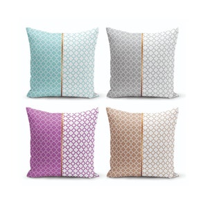 Purple Decorative Pillow Cover: Modern Geometric Throw Cushion