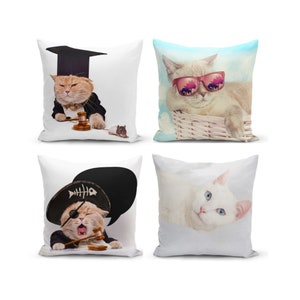Fundas de almohada de gatos lindos, funda de almohada impresa de gato, fundas de cojín de juez de gato lindo, fundas de almohada de habitación para niños, almohada decorativa para habitaciones de niños pequeños