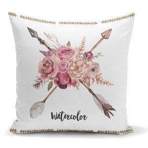 Boho Home Pillow Cover, Floral Patterned Cushion Cover, Bohemian Pillow Case, Bedroom Throw Pillow Cover, Flower Printed Pillow Cover