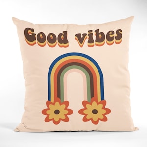Good Vibes Throw Pillow, Pillow Covers with Insert , Home Decorative Cushion Cover, Motivation Pillow Case by Homeezone