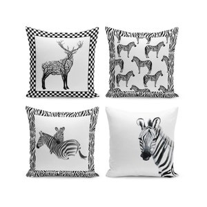 Zebra Pattern Pillow Covers, Zebras Printed Home Decor Cushion Cover, Animal Lovers Home Decoration Pillows by Homeezone