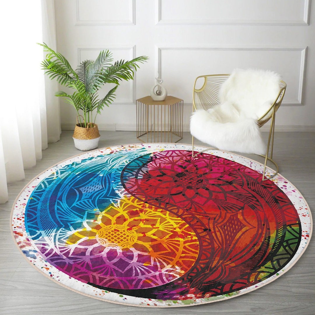 Colorful Round Rug Living Room Area Rug Bedroom Decorative Etsy 日本