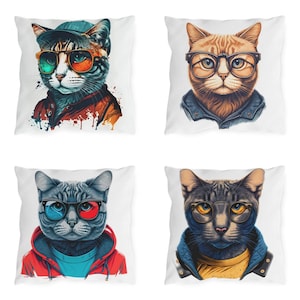 Funda de almohada Cool Cat, funda de almohada decorativa de regalo para el hogar para amantes de los gatos, funda de cojín bonita para dormitorio