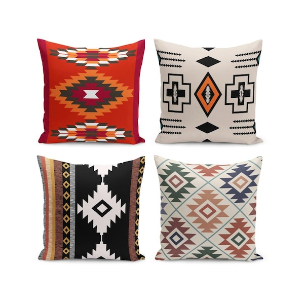 Rug Design Pillow Cover| Aztec Cushion Cover| Southwestern Pillow Cover| Decorative Aztec Style Pillow Covers| Farmhouse Pillow Case