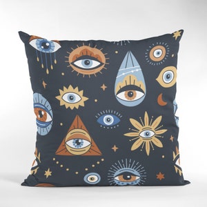 Evil Eye Pattern Pillow Cover: Decorative Throw Cushion