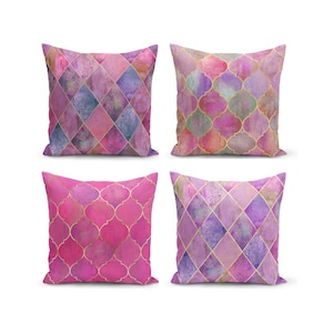 Pink Purple Throw Pillow Cover: Geometric Home Decor