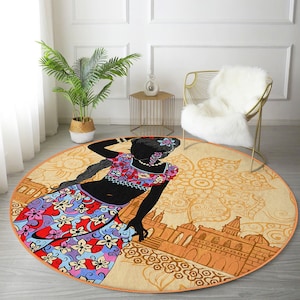 Ethnic African Round Rug: Traditional Home Decor