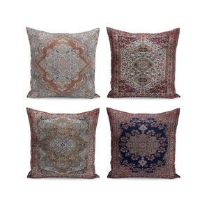 Rug-Inspired Vintage Pillow Covers | Decorative Cushion Covers with Traditional Patterns | Classic Home Decor | Homeezone Pillow Cases