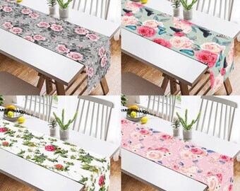 Camino de mesa rosa, ropa de mesa con estampado de rosas, manteles florales para decoración del hogar, ropa de cama decorativa para regalo del hogar