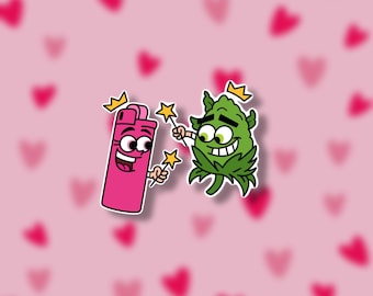 Cosmo and Wanda Inspired Lighter & Bud Sticker | Funny Cartoon Vinyl Decal | Magic Stoner Duo