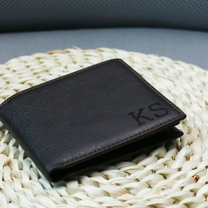 Personalized Mens Wallet,Genuine Soft Dark Brown Leather Wallet, Personalized Birthday Gift for Boyfriend