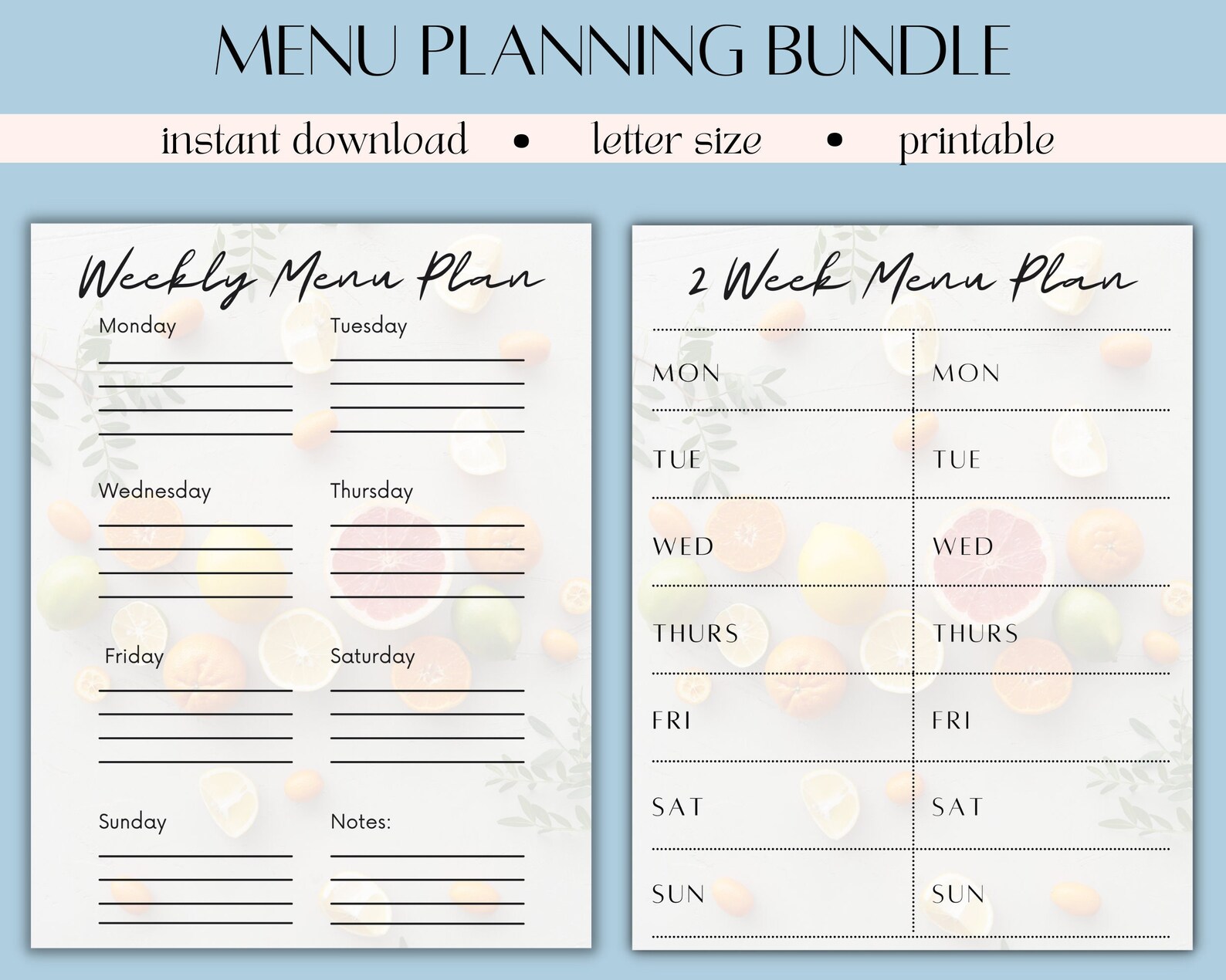 Menu Planning Template Simple Meal Planning Template Minimalist Meal