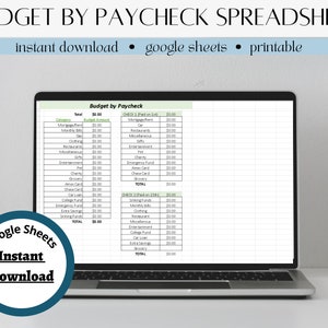 Paycheck Budget Spreadsheet Template for Google Sheets, Budget by Paycheck, Monthly Budget Template, Biweekly Budget