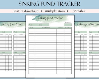 Sinking funds tracker | Sinking funds tracker pdf | Savings tracker | Fund tracker | Savings planner | Financial savings | Budget tracker