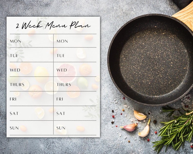 Menu Planning Template, Simple Meal Planning Template, Minimalist Meal ...