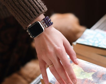 Amethist natuursteen Apple Watch-band 38 40 41 42 44 45 49 mm ultraboho-kristallen armbandband