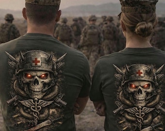 Devil Doc T-Shirt: Military Skull Graphic Tee