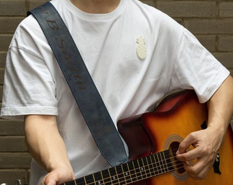 Correa de guitarra de cuero personalizada, correa de bajo retro para hombres, correa de guitarra de cuero de grano completo para eléctrica y acústica, regalo de boda para él