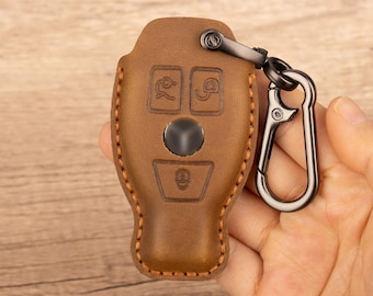 Key Fob Cover For Benz Key Cover E-class C-class E300L Key Protection C260L Full Package Car Key Bag Handmade Leather Keychain