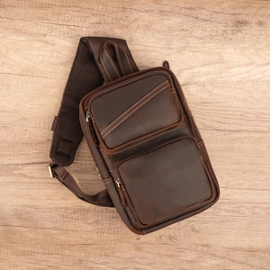 Personalized Genuine Leather Business Casual Crossbody Bag Simple Niche Shoulder Bag Crazy Horse Skin Men's Retro Messenger Bag