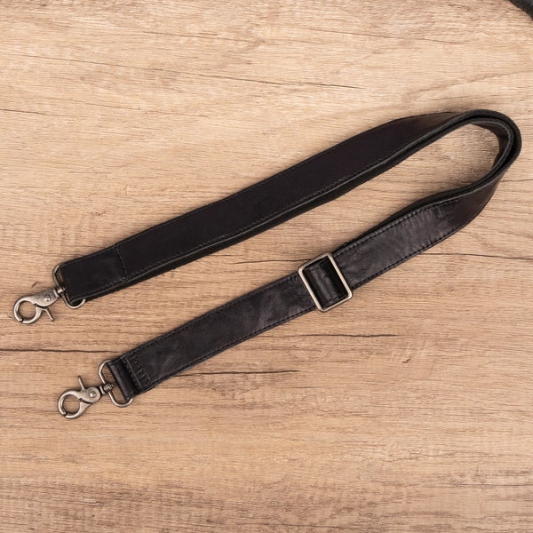 Black Adjustable Small Bag Belt Genuine Leather Detachable Sling Bag Strap Shoulder Bag Strap Bag Accessories Replacement Strap