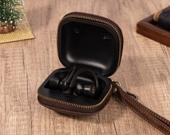 Personalized Leather Apple Wireless Bluetooth Earphone Cover Powerbeats Pro Headset Case Coin Purse Multifunctional Earphone Storage Box