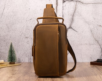 Sling Bag For Men Women Cross Body Bag Shoulder Bag Coffee Chest Bag Sling Backpack Small Daypack Multipurpose Casual Travel