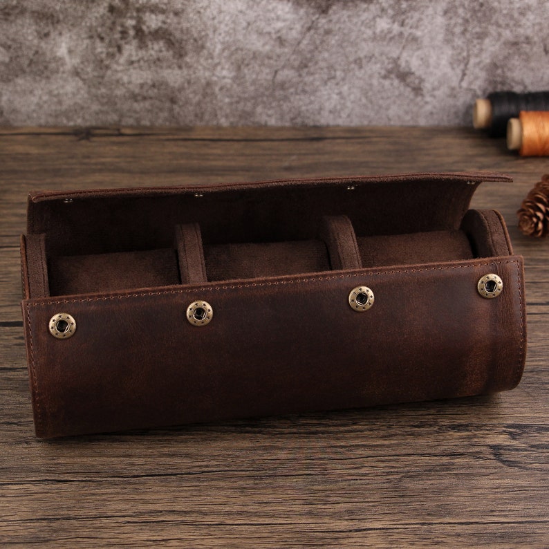 Personalized Leather Watch Case for Men 3 Watches Travel Etsy