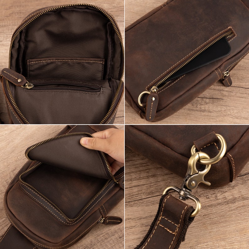 Leren retro crossbody reistas Minimalistische draagzak Stijlvolle dagelijkse verpakking Eenvoud Schoudertas Onderarmtas met hoge capaciteit Heren afbeelding 4