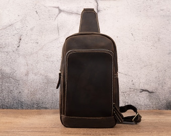 Leder Retro Reise Umhängetasche Minimalistische Schultertasche Stilvoller Tagesrucksack Einfachheit Schultertasche Hohe Kapazität Unterarmtasche Männer